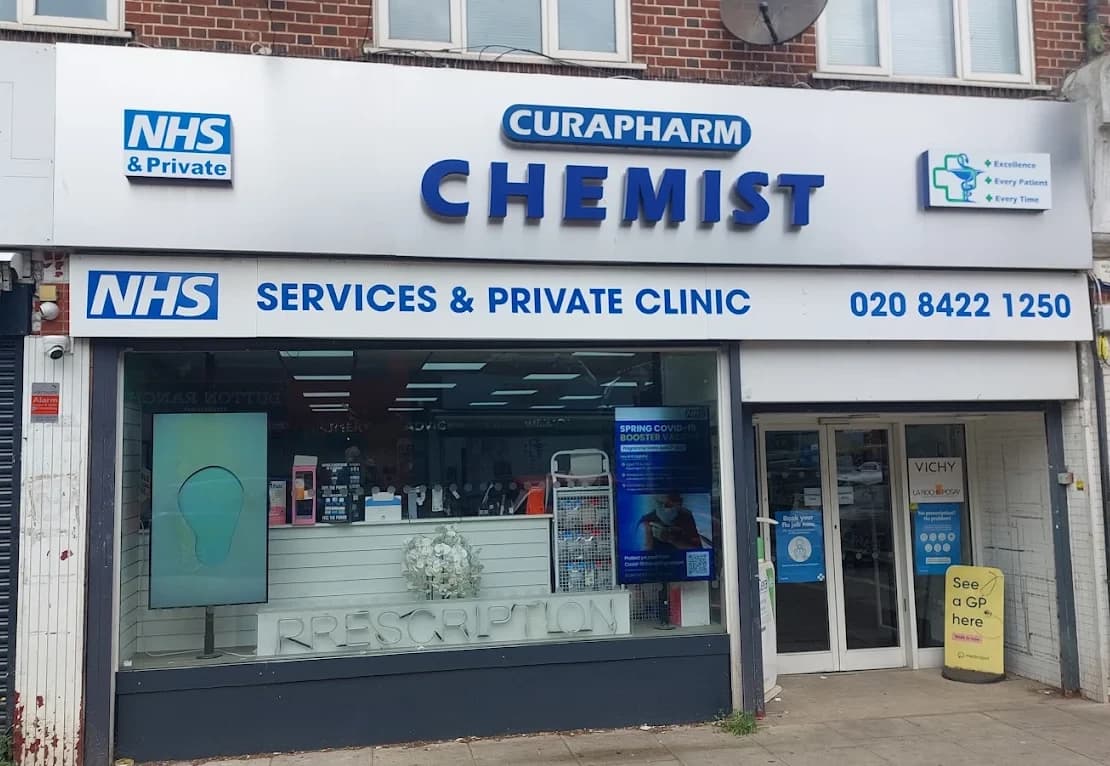 CuraPharm Chemist storefront, Sudbury Hill